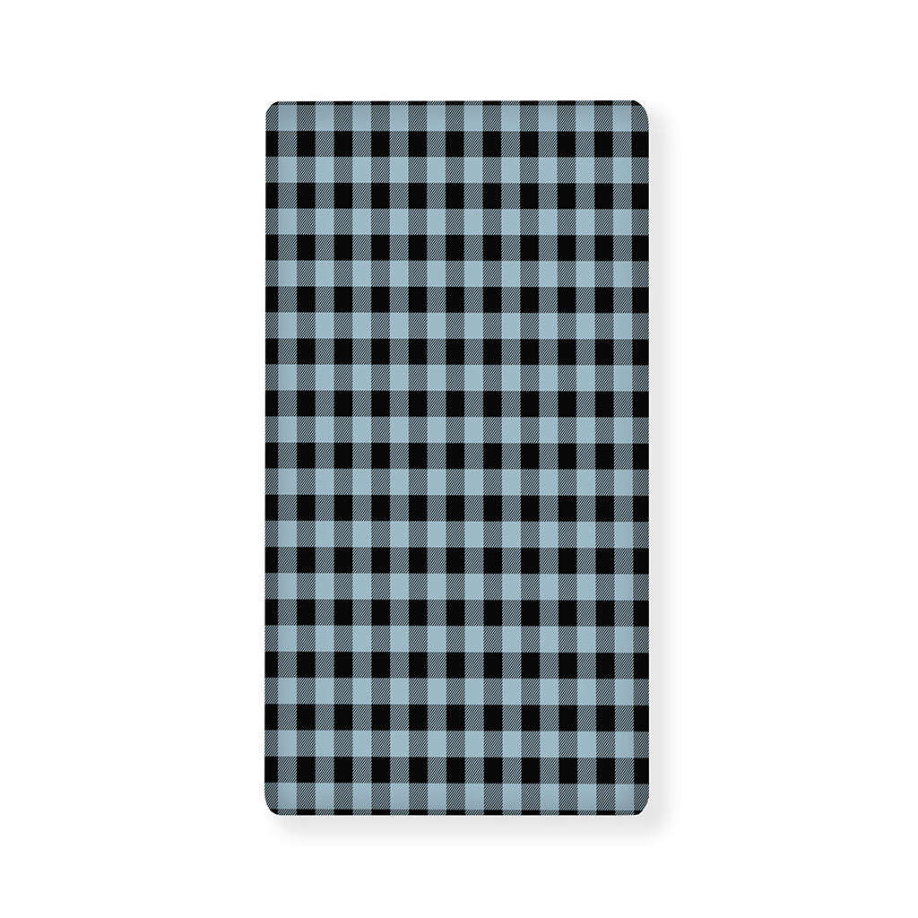 Steel Blue And Black Buffalo Check Print Baby Crib Sheet