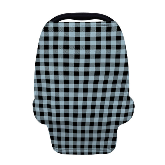 Steel Blue And Black Buffalo Check Print Baby Seat Cover
