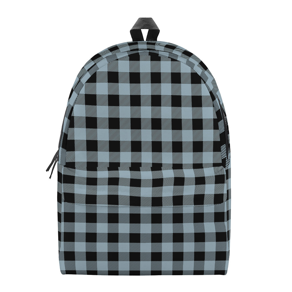 Steel Blue And Black Buffalo Check Print Backpack