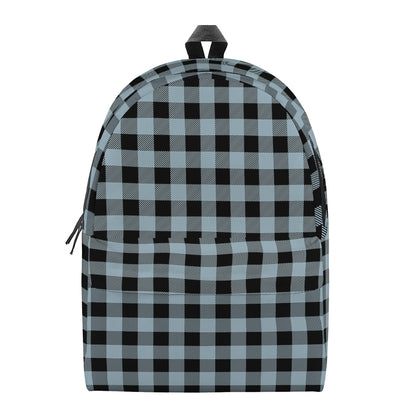 Steel Blue And Black Buffalo Check Print Backpack