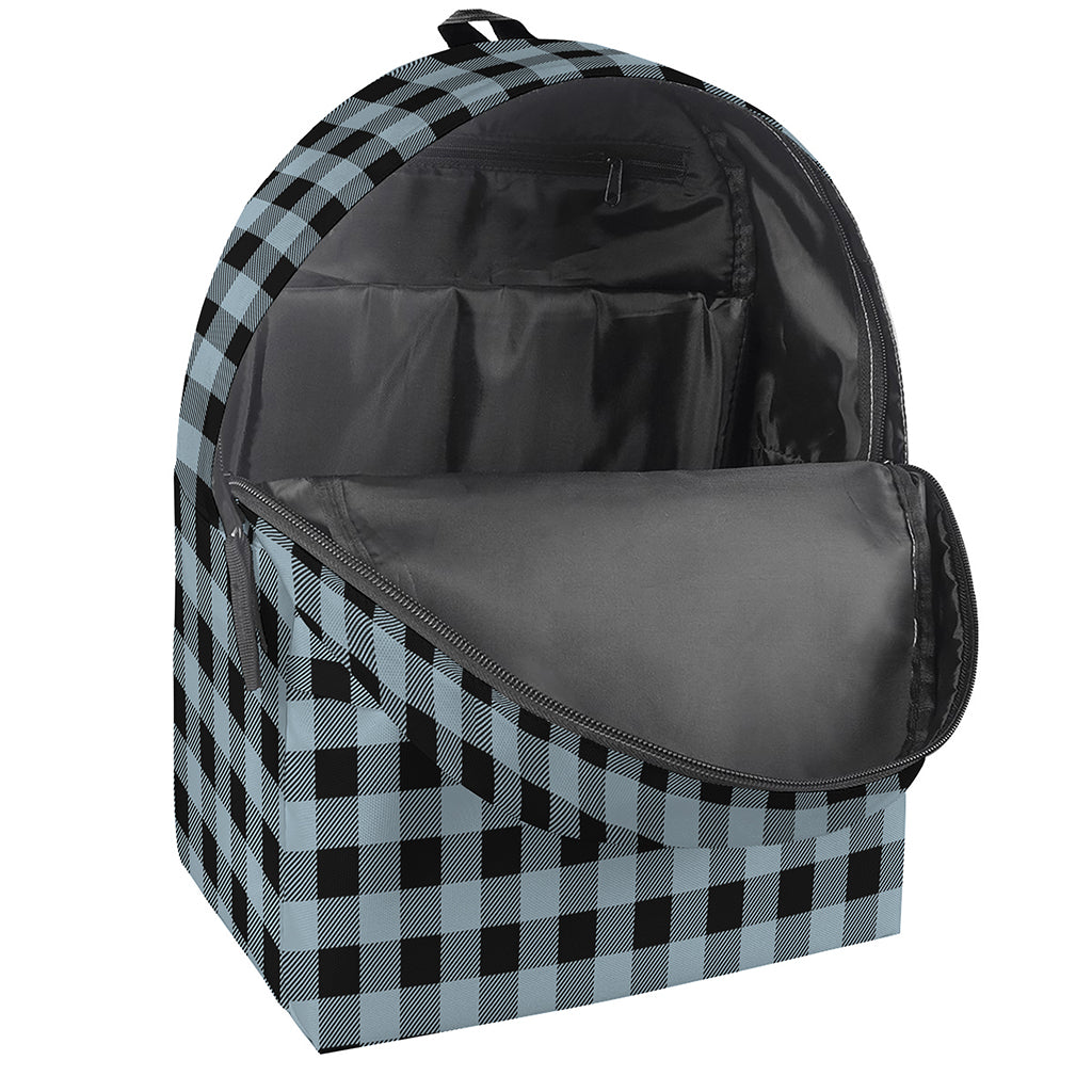 Steel Blue And Black Buffalo Check Print Backpack