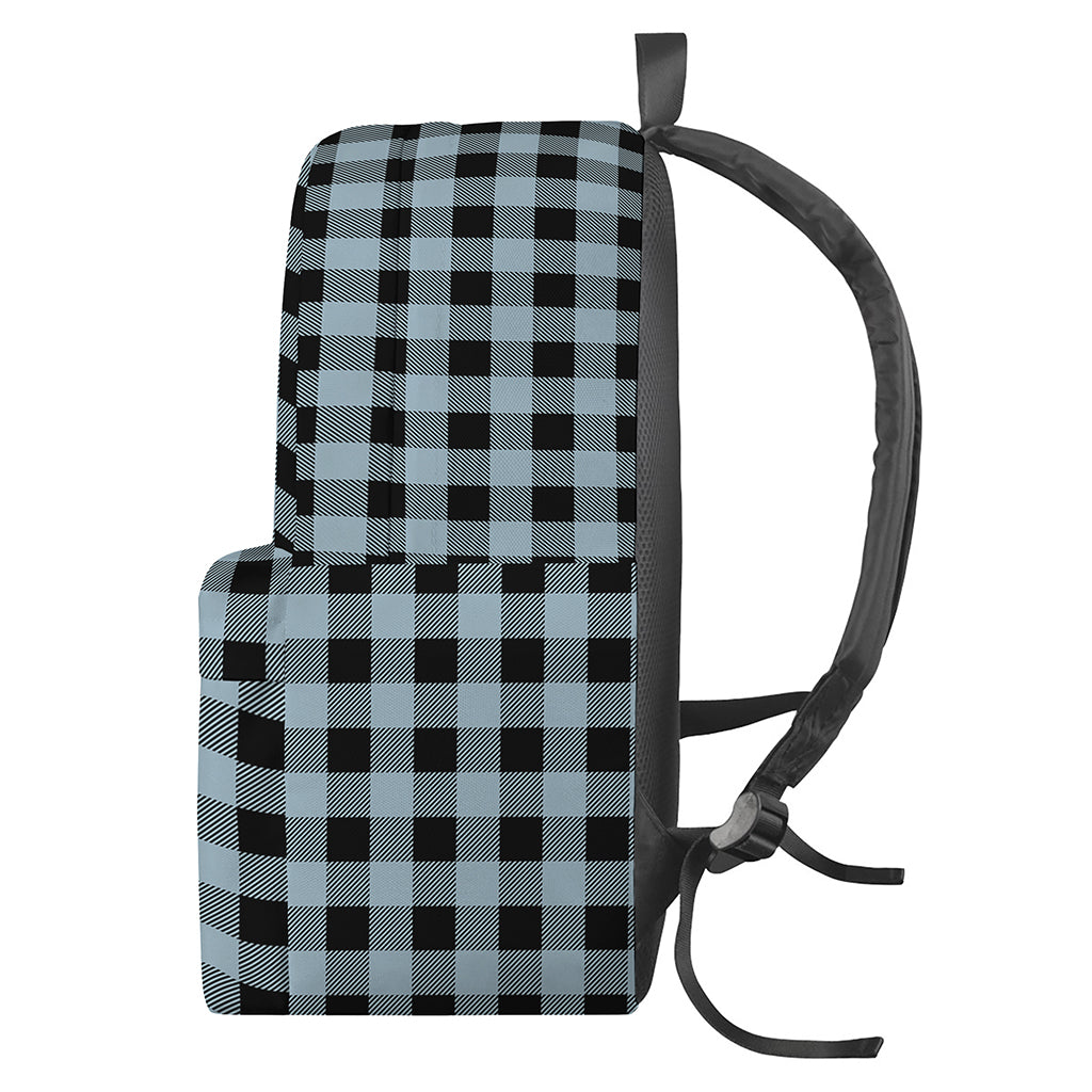 Steel Blue And Black Buffalo Check Print Backpack