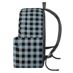 Steel Blue And Black Buffalo Check Print Backpack