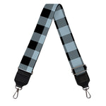 Steel Blue And Black Buffalo Check Print Bag Strap