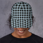 Steel Blue And Black Buffalo Check Print Baseball Cap