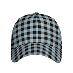 Steel Blue And Black Buffalo Check Print Baseball Cap