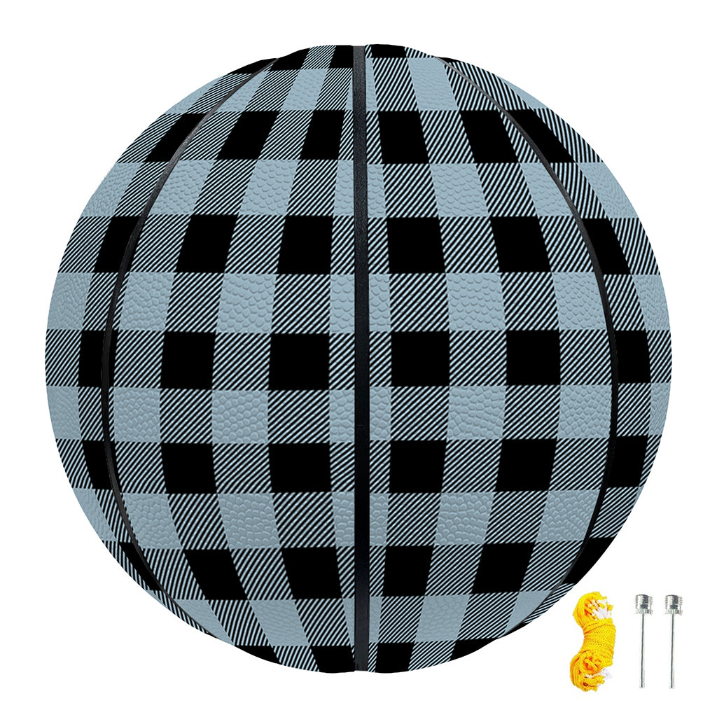 Steel Blue And Black Buffalo Check Print Basketball
