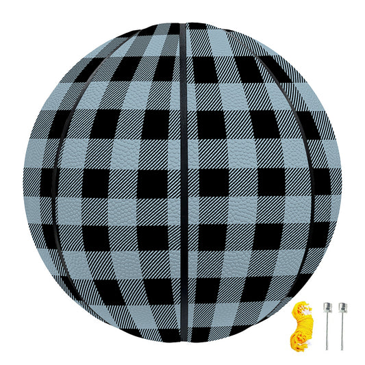 Steel Blue And Black Buffalo Check Print Basketball
