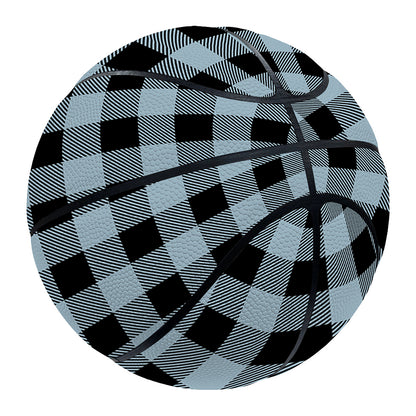 Steel Blue And Black Buffalo Check Print Basketball