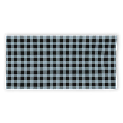 Steel Blue And Black Buffalo Check Print Beach Towel