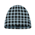 Steel Blue And Black Buffalo Check Print Beanie