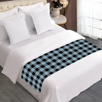 Steel Blue And Black Buffalo Check Print Bed Runner
