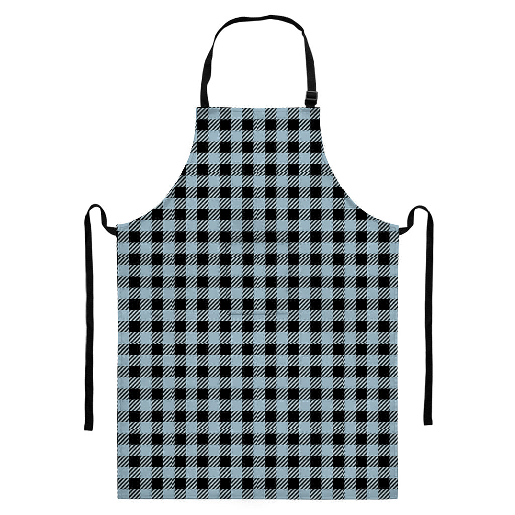 Steel Blue And Black Buffalo Check Print Bib Apron With Pocket
