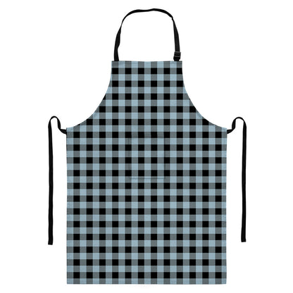 Steel Blue And Black Buffalo Check Print Bib Apron With Pocket