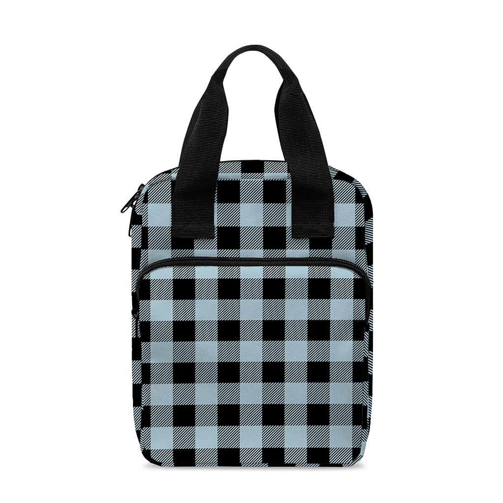 Steel Blue And Black Buffalo Check Print Bible Tote Bag