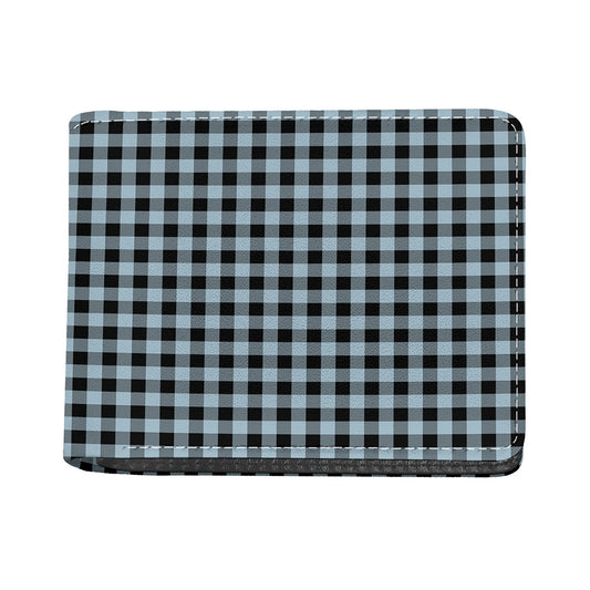 Steel Blue And Black Buffalo Check Print Bifold Wallet