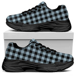 Steel Blue And Black Buffalo Check Print Black Chunky Shoes