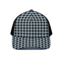 Steel Blue And Black Buffalo Check Print Black Mesh Trucker Hat