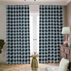 Steel Blue And Black Buffalo Check Print Blackout Pencil Pleat Curtains