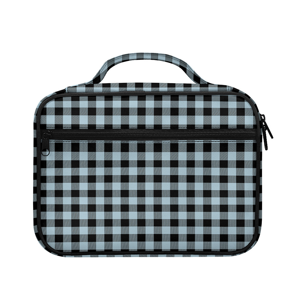 Steel Blue And Black Buffalo Check Print Briefcase Bible Bag