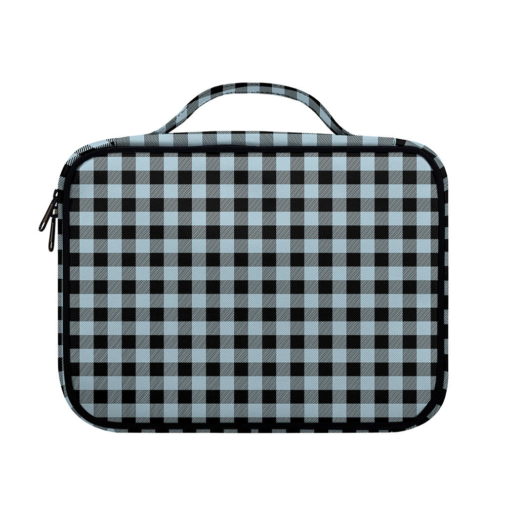 Steel Blue And Black Buffalo Check Print Briefcase Bible Bag