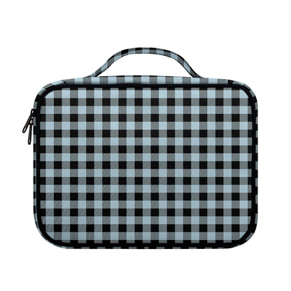 Steel Blue And Black Buffalo Check Print Briefcase Bible Bag