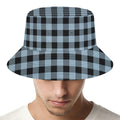 Steel Blue And Black Buffalo Check Print Bucket Hat