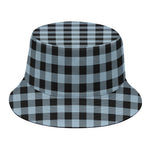Steel Blue And Black Buffalo Check Print Bucket Hat