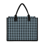 Steel Blue And Black Buffalo Check Print Canvas Tote Bag