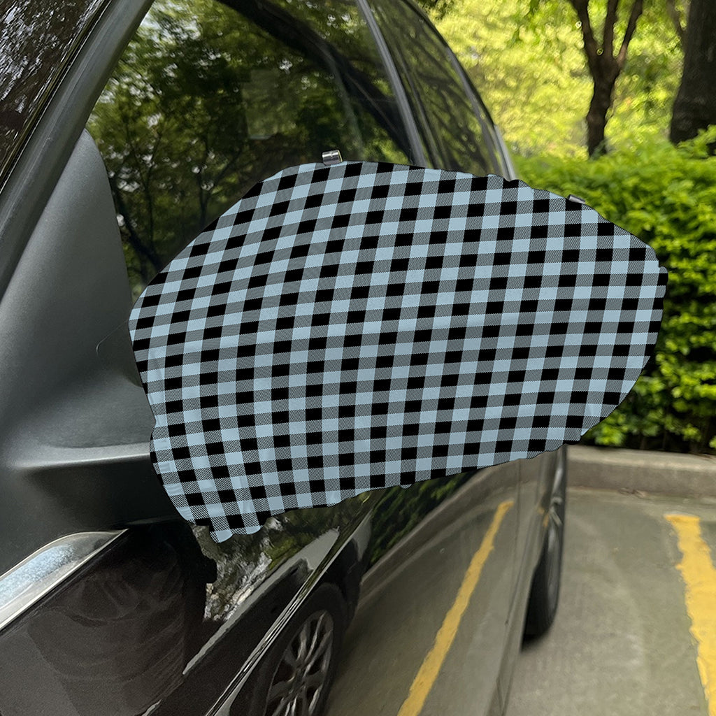 Steel Blue And Black Buffalo Check Print Car Side Mirror Covers