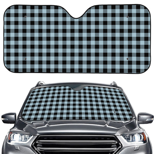 Steel Blue And Black Buffalo Check Print Car Windshield Sun Shade