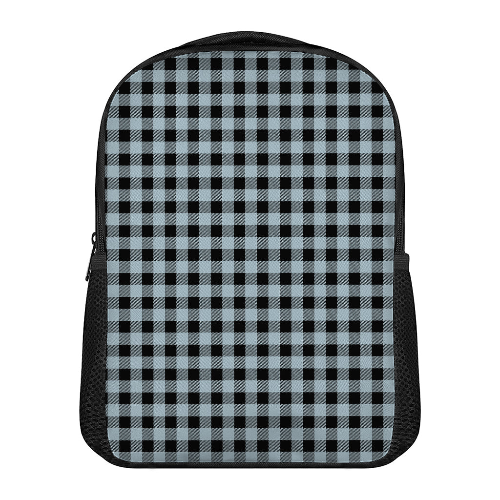 Steel Blue And Black Buffalo Check Print Casual Backpack
