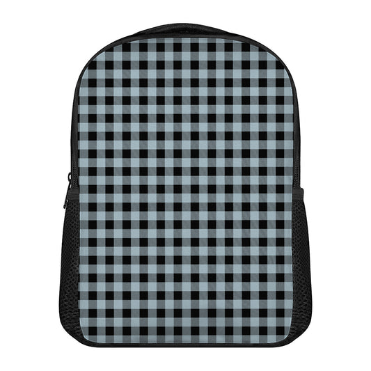 Steel Blue And Black Buffalo Check Print Casual Backpack