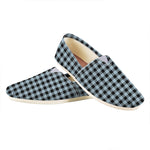 Steel Blue And Black Buffalo Check Print Casual Shoes