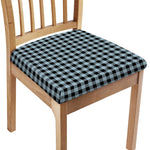 Steel Blue And Black Buffalo Check Print Chair Cushion Cover