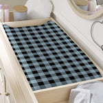 Steel Blue And Black Buffalo Check Print Changing Pad Cover