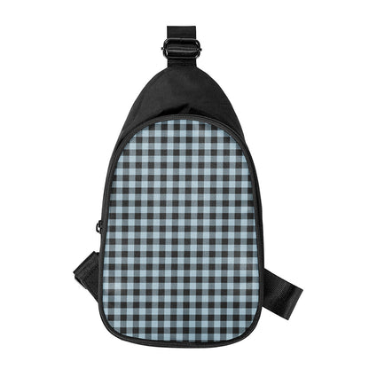 Steel Blue And Black Buffalo Check Print Chest Bag
