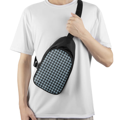 Steel Blue And Black Buffalo Check Print Chest Bag