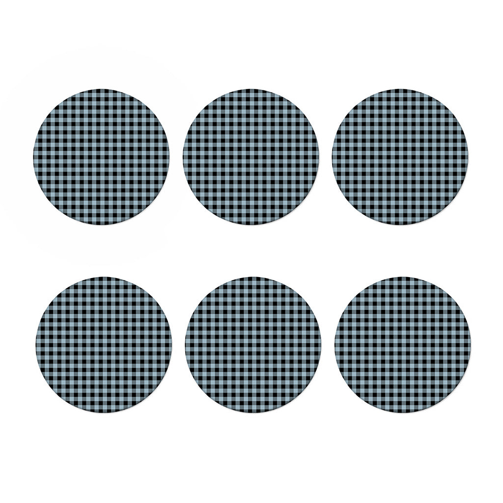 Steel Blue And Black Buffalo Check Print Coaster Set