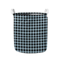 Steel Blue And Black Buffalo Check Print Collapsible Laundry Basket