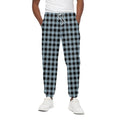 Steel Blue And Black Buffalo Check Print Cotton Sweatpants