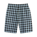 Steel Blue And Black Buffalo Check Print Cotton Shorts