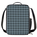 Steel Blue And Black Buffalo Check Print Crossbody Lunch Bag