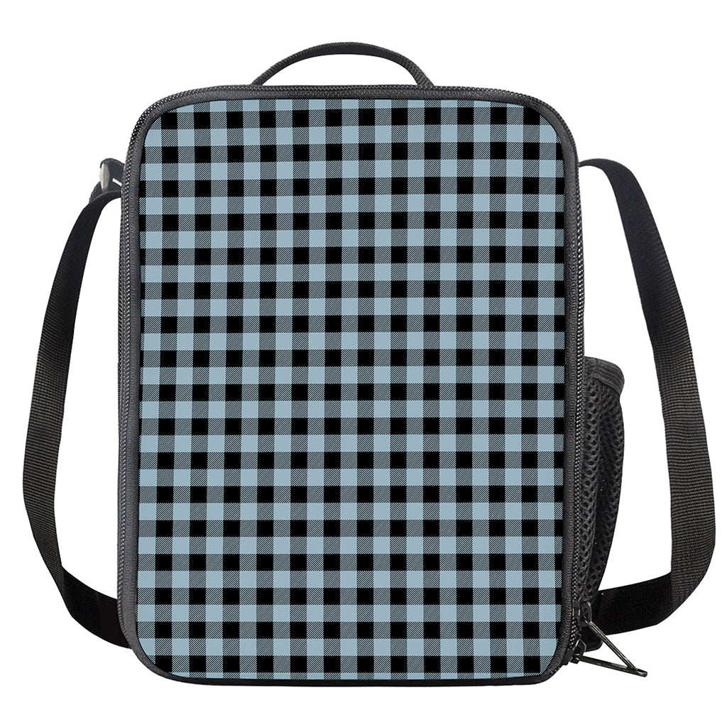 Steel Blue And Black Buffalo Check Print Crossbody Lunch Bag