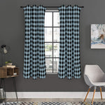 Steel Blue And Black Buffalo Check Print Curtain