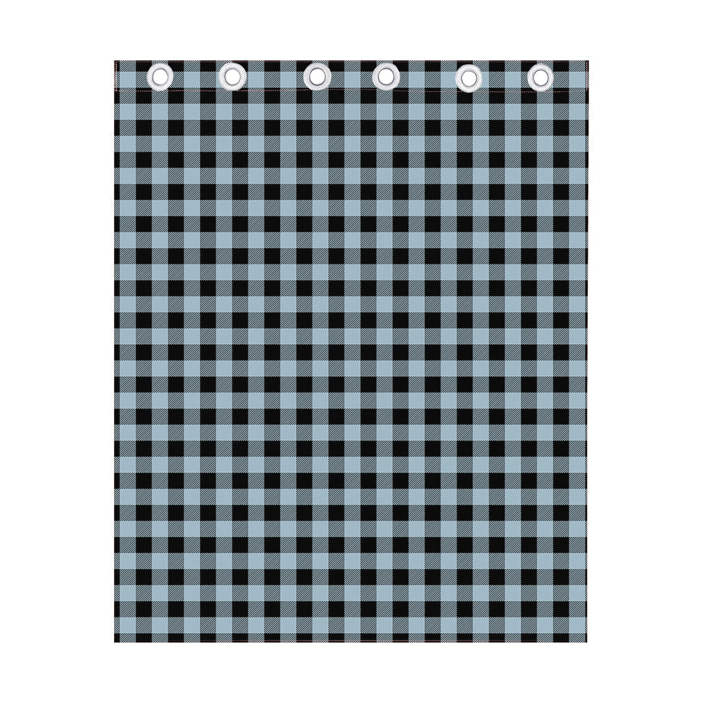 Steel Blue And Black Buffalo Check Print Curtain