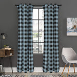 Steel Blue And Black Buffalo Check Print Curtain
