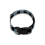 Steel Blue And Black Buffalo Check Print Dog Collar
