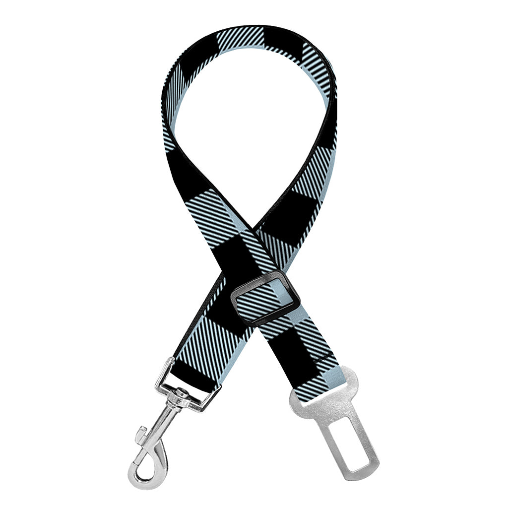 Steel Blue And Black Buffalo Check Print Dog Seat Belt