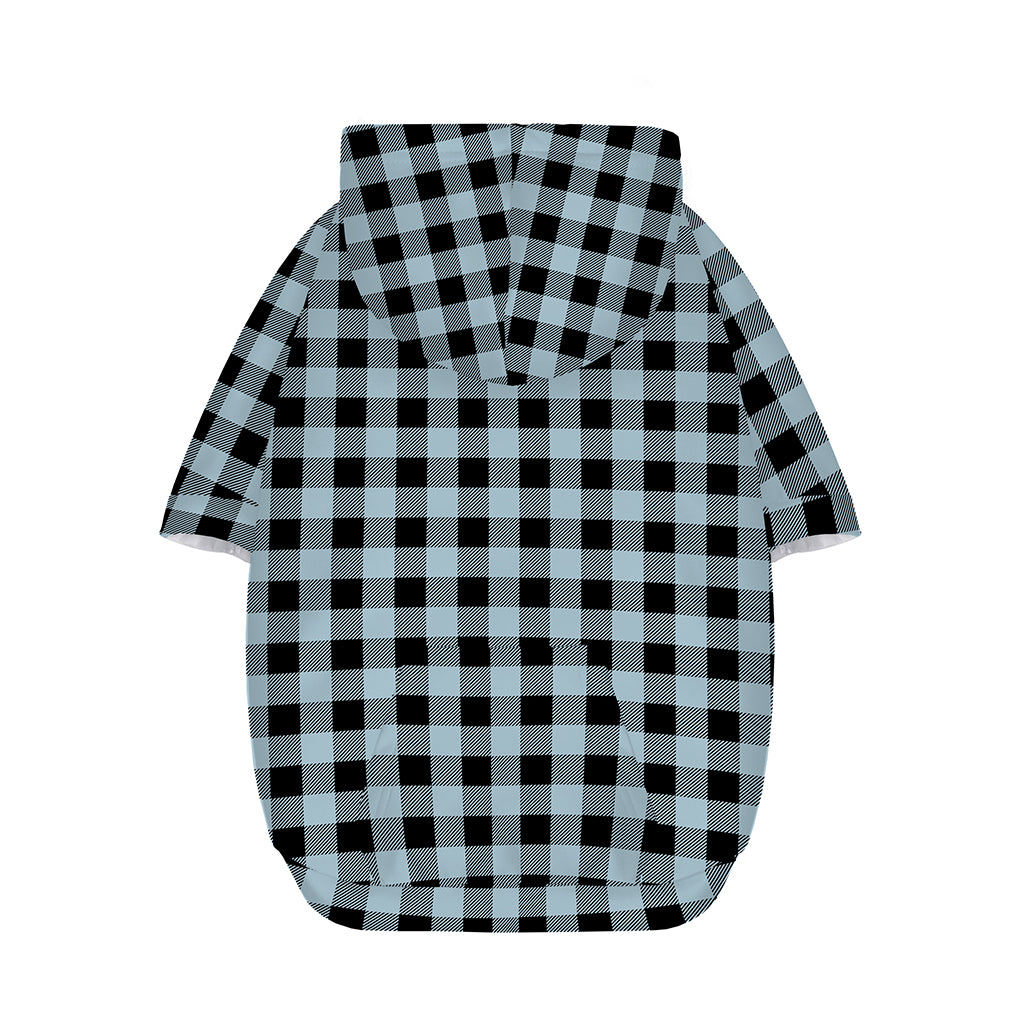 Steel Blue And Black Buffalo Check Print Dog Zip Up Hoodie